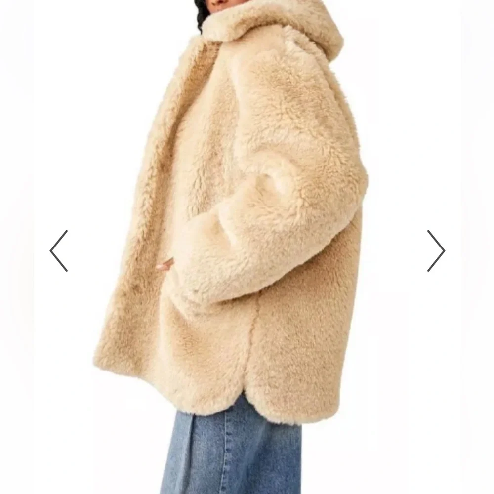 NWT Free People Pretty Perfect‎ Faux Fur Teddy Jacket Bohemian 70s Oversized